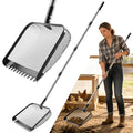 12" Chicken Poop Scooper, Stainless Steel Handle (36–62") | Light weight chicken coop scoop, Litter Scooper & Sand Sifting Shovel for chicken sand, Pet Waste Cleaning，Stables, Gardens