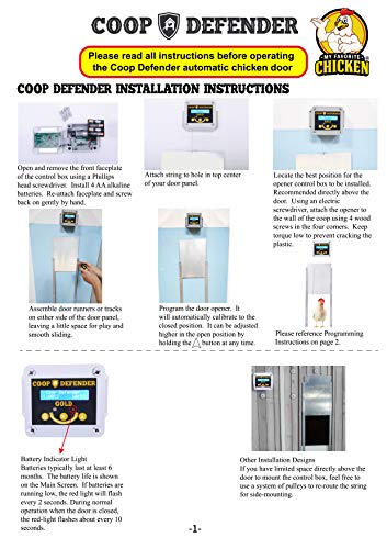 Coop Defender Gold Chicken Coop Door Automatic Opener | Timer and Light Sensor | Lifts Vertical Pop Doors Up to 2 lbs | Waterproof Indoor/Outdoor Auto Door Controller