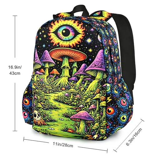 Art Mushroom Kids Backpack School Backpack Teens Bookbag for Girls Boys Hiking Camping Travel Sports - color: Art Mushroom