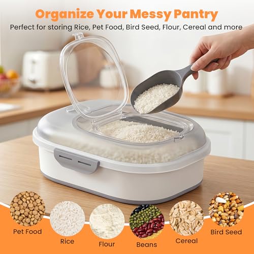 50 Lbs Rice Storage Container, Collapsible Pet Food Container | Airtight Dog Food Storage Container with Wheels, Transparent Lid, 2 Measuring Cup, 2 Scoop, BPA Free for Cat Food, Bird Seed - color: 50lbs