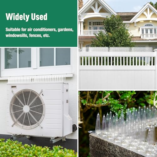 Touri PVC Bird Spikes, Upgraded 24 Packs, Covers 34 Feet (10.36m) | Clear Deterrent Strips, Restrict Birds From Standing and Nesting, Keep Birds Cats Pigeons and Other Animals Away - size: 34 Feet