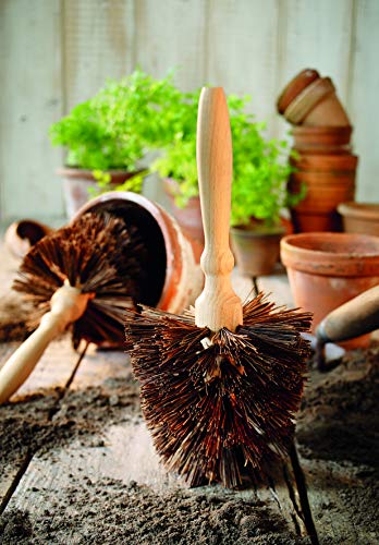 REDECKER Palmyra Fiber Flowerpot Brush with Oiled Beechwood Handle, 9-7/8-Inches - Flower Pot Bristle Brush - Garden Pot Cleaning Brush - Garden Pot Brush
