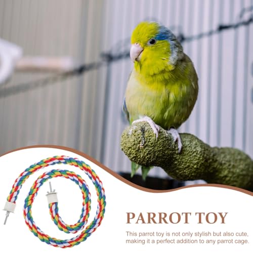 Hemobllo Parrot Rope Climbing Toy with Cotton Rope Perch 41.33In Durable Standing Bird Chewing Toy for Pet Birds Cage Accessories - size: 105cm