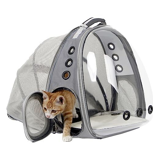 Back Expandable Cat Backpack Carrier, Fit up to 12 lbs, Space Capsule Bubble Window Pet Carrier Backpack for Kitten Bunny Rabbie and Small Puppy Grey - color: Grey