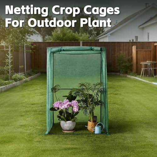 4x4FT Plant Netting Cover – 6FT Tall Garden Bird & Animal Cage for Vegetables & Fruits, Durable Mesh with Steel Frame and 4 Stakes