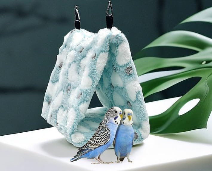 2 Pack Warm Bird Nest Plush Snuggle Bird Hammock Hanging Bird Cave Parrot Sleeping Bed Shed Hut Hanging Tent for Budgies Finch Parakeet Cockatiel Cockatoo Lovebird-Loving Heart (Pink&Green) - color: Pink&Green(Loving Heart )