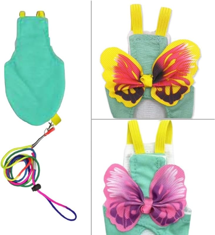 Escape-Proof Parrot Harness & Leash Set with Diaper - Adjustable Flight Suit with Bow & Safety Cord for Conures, African Grey, Parakeets, Doves (Pink-M) - size: Pink bow-M