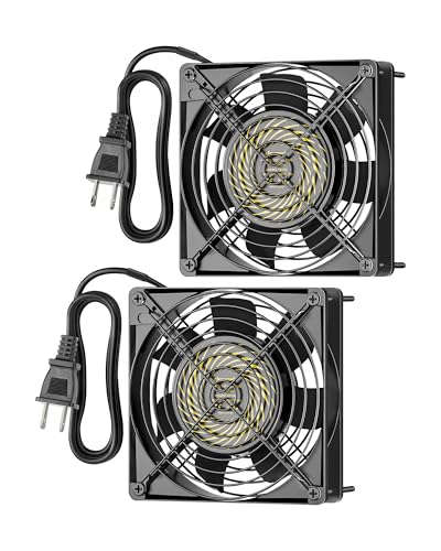 DEWENWILS 2 Pack 120V AC Fan, Waterproof Exhaust Fan 120mm, 13W 2800RPM 60CFM, DIY Cooling Fan for Refrigerator, Computer Case, Compressor Engine, Generator, UL Listed - size: 120mm×25mm, style: 2 pack