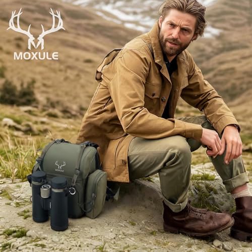 Binocular Harness Chest Pack: Bino Case with Rangefinder Pocket | Silent magnetic lid, one-handed access, rain cover, MOLLE webbing for Hunting Hiking Bird Watching - color: Green, size: Large