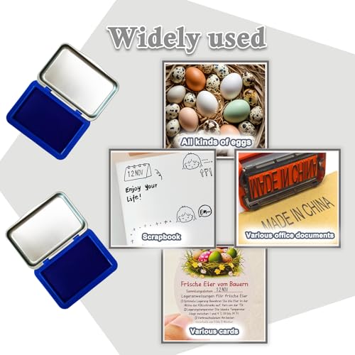 2PCS Egg Date Marking Stamp Ink Pad, 2.95 x 2.16 inches, for Fresh Eggs (Blue) - color: 2 Blue