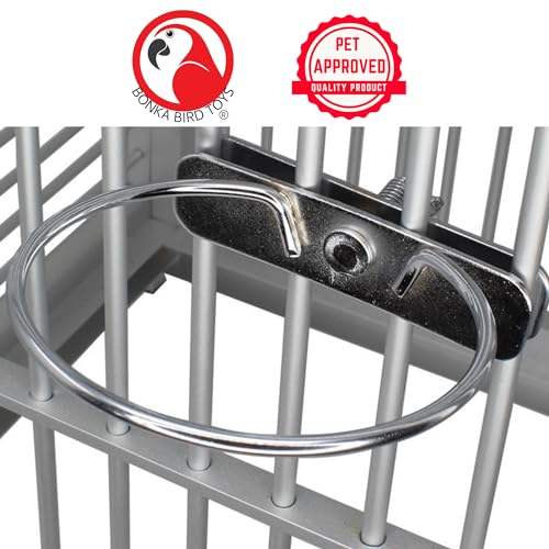 800120 5oz Stainless Steel Clamp Cup Feed Food Liquid Budgie Finch Parrot Parrotlet