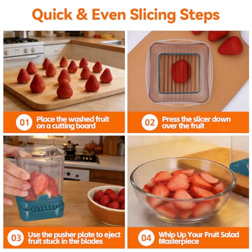 Fruit Slicer Cup for Strawberry, Banana, Hard-Boiled Egg - Detachable Cutter with Push Plate - Rapid & Safe Slicing Kitchen Gadget for Quick Meal Prep, Blackish green - color: Blackish green