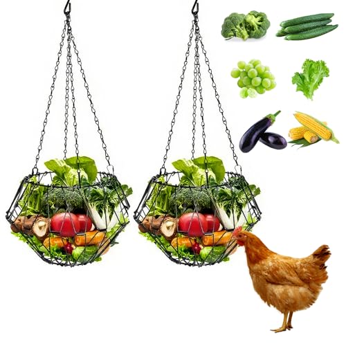 Hanging Chicken Feeder, Foldable Poultry Feeder Basket for Chicken Duck Coop, 2 Pcs - size: L-2 Pcs
