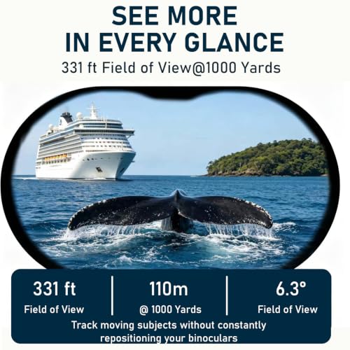 TRV 10x42 Waterproof Binoculars for Adults, Cruise & Travel | Alaska Cruise Travel Sharp Bright Binoculars for Whale Watching, Glacier Viewing, Boating & Coastal Adventure - size: 10x42