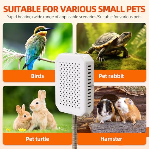 Bird Cage Heater 3.4”×5.1” PTC Heated Pad US Plug 25W for Parrots | Anti scalding Pad,Anti-bite steel cord,Intelligent thermostat,Cage Mounted, for Cockatiel, Parrots Parakeet and Canary