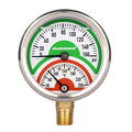 MEASUREMAN Tridicator, Thermo-Manometer, 2-1/2", Silicone Oil Filled, 0-160psi/30-250 deg F, Stainless Steel Case, 1/4" NPT Lower Mount Pressure Gauge - size: Lower Mount-Liquid Filled