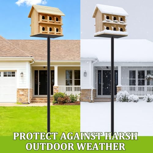 Yaocom 2 Pack 12ft Telescoping Bat House Purple Martin House Pole - Supports 5kg, Anti-Oxidation Steel with Heavy Duty 5-Claw Base & 2 Mounting Platforms, Outdoor Use