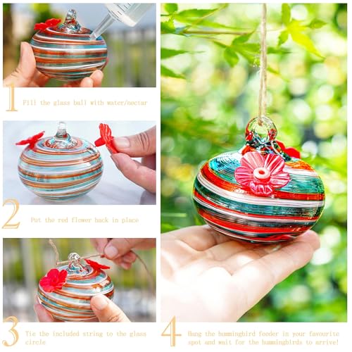 Glass Hummingbird Feeders for Outdoors with 2 Feeding Ports - color: A