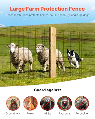 VEVOR Hardware Cloth, 48 in x 50 ft, 2 x 4 in Mesh 14 Gauge Galvanized Steel Wire Fencing for Cattle, Hog & Sheep, Heavy Duty Vinyl Coated Fence for Animal Enclosures, Cage Wire, Garden Fences - size: 48in*50ft 2in*4in