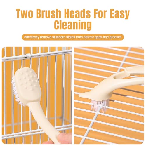 3 Pck Bird Cage Cleaning Brush Tool Set, Ergonomic Labor-Saving Cleaner with Shovel for Parrot, Hamster and Rabbit Cage