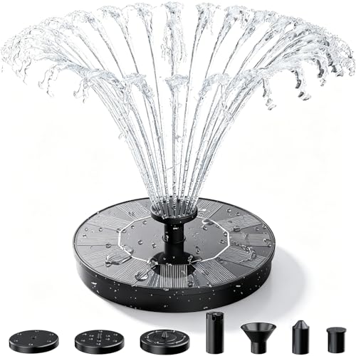 AISITIN Solar Fountain Pump with 6 Nozzles, 2026 Solar Bird Bath Fountains | Upgraded Floating Solar Water Fountain for Garden, Pond, Pool, Fish Tank, Backyard & Outdoor - color: Black-1