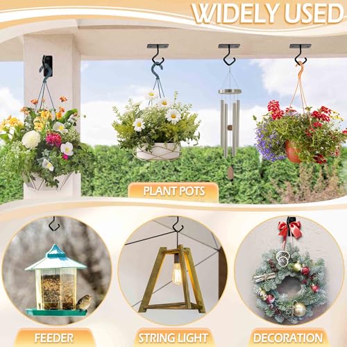 2.5" Ceiling Hooks for Hanging Plants - Heavy Duty Metal Hooks 2-Pack | Rust-resistant Black Wall Mount Hangers with Screws, Perfect for Heavy Bird Feeders, Lanterns, Wind Chimes, Indoor & Outdoor - size: 3C-2.5"4PCs