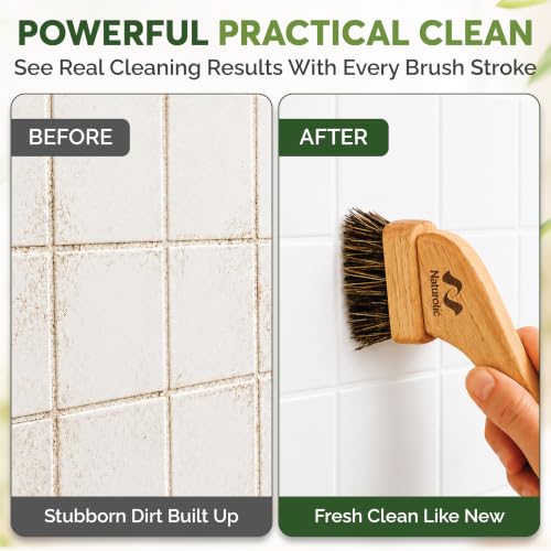All-Natural Grout Brush Set | Wooden Cleaning Brush for Tile and Floor | Durable Floor Scrubber for Bathroom and Kitchen | Eco-Friendly Household Cleaning Tools - size: Pack of 1