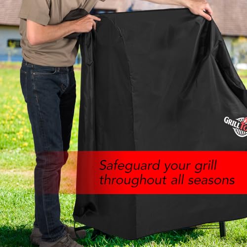 Heavy Duty Smoker Cover, Adjustable Straps, Black | Waterproof, Weather Resistant, UV & Fade Resistant, Heavy Duty Protection, Adjustable Straps, Outdoor Grill Cover, Secure Fit - color: Black, size: 41''L x 22''W x 49''H