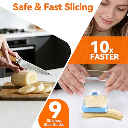 Fruit Slicer Cup for Strawberry, Banana, Hard-Boiled Egg - Detachable Cutter with Push Plate - Rapid & Safe Slicing Kitchen Gadget for Quick Meal Prep (Blue) - color: Blue