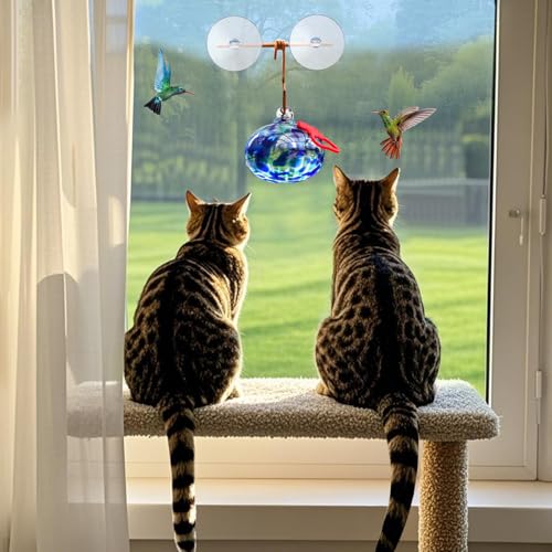 Pozfun Window Hummingbird Feeder with Suction Cups,Hand-Blown Glass Hummingbird Feeders for Outdoors Window Mounted with Metal Hook,Close Bird Watching,Finch in Garden,Yard(Dotted Blue) - color: Dotted Blue