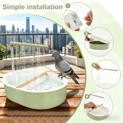 Automatic Bird Shower with Running Water, USB-Powered Circulating Water Fountain for Parrots, Cockatiels, Conures, Indoor Bird Bath with Pump, Easy to Clean Pet Bathing Station