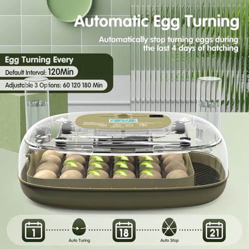 HOWOOlUA 24 Egg Incubator for Hatching Eggs with Auto Turn, Temp & Humidity Control, Built-in Candler Large Capacity Egg Incubator for Chicken Duck Goose Eggs