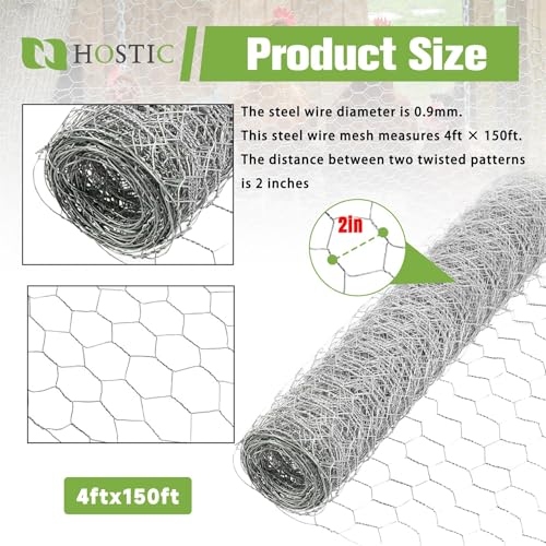 4FTx150FT Chicken Wire Netting, Galvanized Wire, Hexagonal Fencing | 2inch Mesh 20Gague 0.9mm Diameter for Poultry Garden Fence Barrier, Chicken Wire Fencing - size: 4FTx150FT