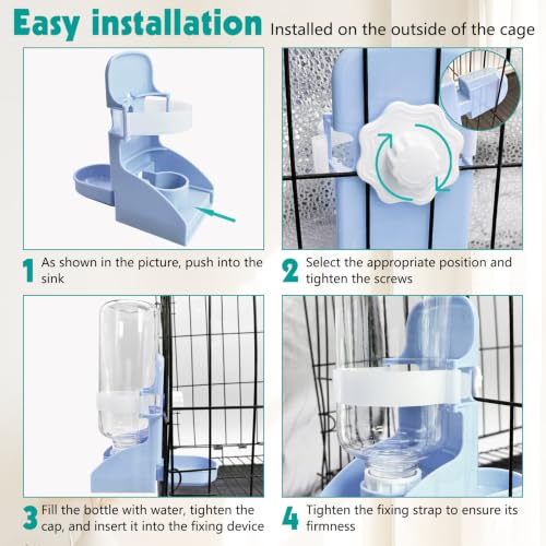 kathson Rabbit Water Bottle, 17oz Hanging Water Fountain Automatic Dispenser No Leak WaterFeeder for Bunny Chinchilla Guinea Pig Hedgehog Ferret, Blue - size: 1PCS Water Dispenser, Blue