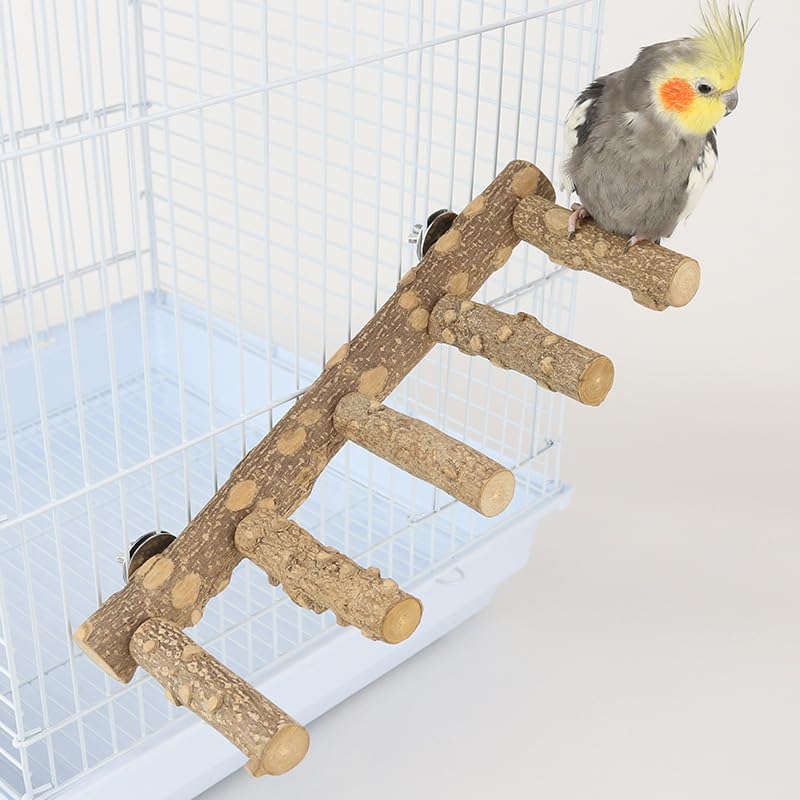 Parrot Natural Sichuan Pepper Wooden Bird Ladder Perch Cage Nature Wood Stand Chew Toy Parrot Bird Cage Accessories Suitable for Small and Medium Sized