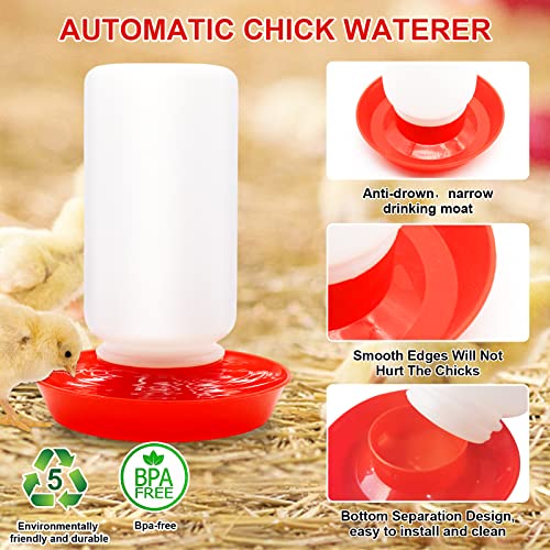 Chick Feeder and Waterer Kit with Chick Perch, Chicken Coop Heater,1L Chick Waterer, Flip Top Poultry Feeder, Chick Starter Kit for Chick Brooder, Baby Chicken Supplies for Baby Chick, Duck and Quail