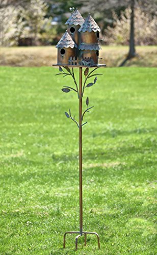 Large Copper Colored Multi-Birdhouse Stakes, Room for 4 Bird Families in Each ASIN: B09QHC67VL (Cylinders with Fence) - style: Cylinder Homes with Fence