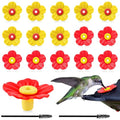 16 Sets Hummingbird Feeder Replacement Flowers with 2 Cleaning Brushes - Hummingbird Feeders Parts for Outdoors Feeding Ports Bee Guards Pet Bird Replacement Flowers Kit (Red&Yellow) - color: Red&Yellow