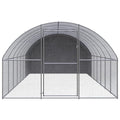 Galvanized Steel Chicken Coop 9.8x26.2x6.6 ft Large Chicken Run for Hens Ducks, Outdoor Poultry Cage with Water-Resistant Polyethylene Roof, Easy to Clean - size: 118.1" x 315.0" x 78.7"