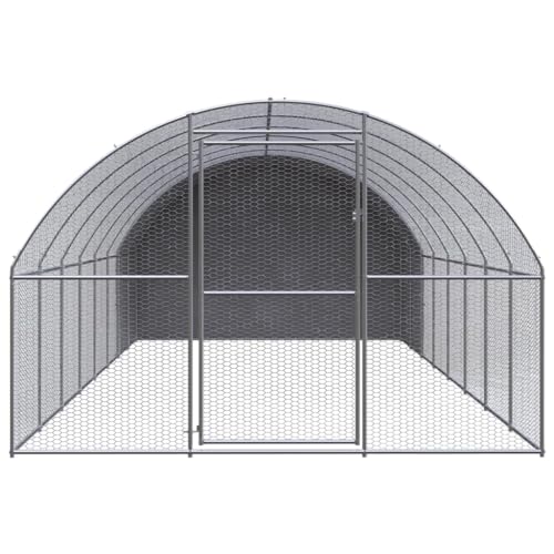 Galvanized Steel Chicken Coop Outdoor Enclosure for Hens Ducks, 9.8x26.2x6.6 ft with Polyethylene Roof - color: Original-A, size: 118.1" x 315.0" x 78.7"