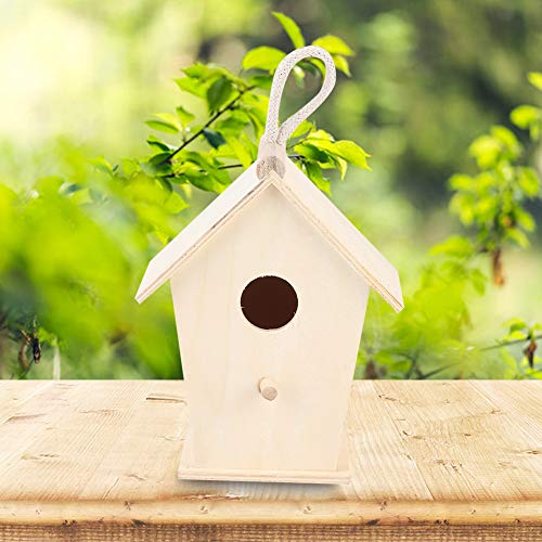 Bird House for Outside,Wooden Bird Houses,Unfinished Hanging Birdhouse,Garden Patio Decorative Nest Box Bird House,for Wrens, Swallows, Finches, Chickadee