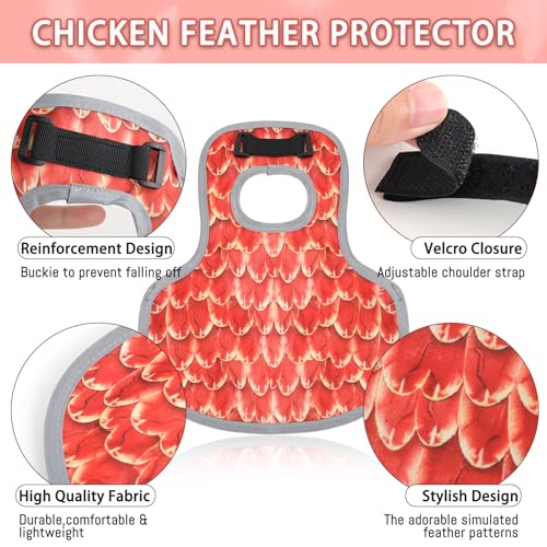 2-Pack Chicken Saddle for Hens, Adjustable Hen Apron Back Protector, Poultry Wing & Back Guard, Feather Protection Jacket for Chicken Mating, Pecking & Plucking Prevention