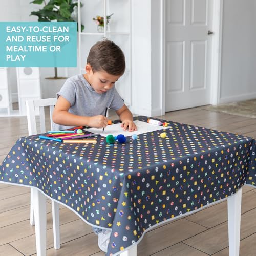 Bumkins Baby Splat Mat for Under High Chair, Babies Toddlers Eating Mess Mat, Waterproof Reusable Cloth for Arts and Crafts, Playtime Mat for Kids, Floor or Table, 42inx42in, Nintendo Super Mario - color: D5 Super Mario Lineup