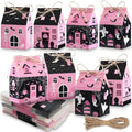 Zhanmai 48 Pcs Pink Halloween Treat Boxes Mini Black Castle House Candy Pink Box Small Halloween Paperboard Gift Container for Holiday Party Treat Cookie Goodie Snack Gift Packaging - style: Pink Halloween