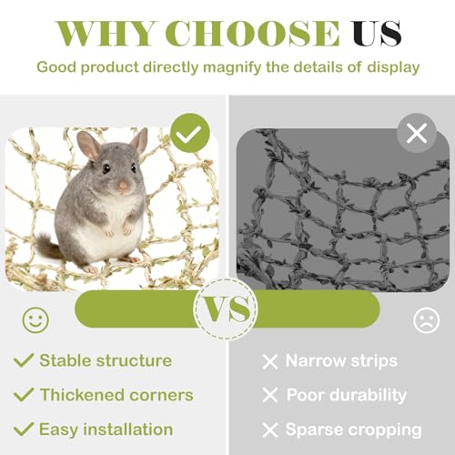 2 Packs Pet Bird Climbing Rope Net Small Animal Rope Net Bird Climbing Net for Rats Parakeet Cockatiel Cockatoo Conure African (L 23.62 * 23.62inch) - size: L