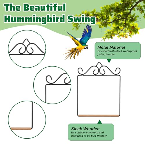 Hummingbird Swings and Perches 6.7x5.1in Humming Bird Swing | Hummingbird Perch for Hanging Indoor Outdoor Trunk Lawn Patio Garden