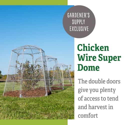 Gardener's Supply Company Chicken Wire Super Dome Plant Protector | Durable Weatherproof Low Carbon Steel Hinged Doors for Easy Access | 45" (Side to Side) 51.5" Height