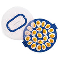 Deviled Egg Containers with Lid & Handles, 22-Count Portable Carrier, Dishwasher Safe Tray, Refrigerator Storage, High-Capacity Trays Deviled Egg Holder - Blue - color: Blue