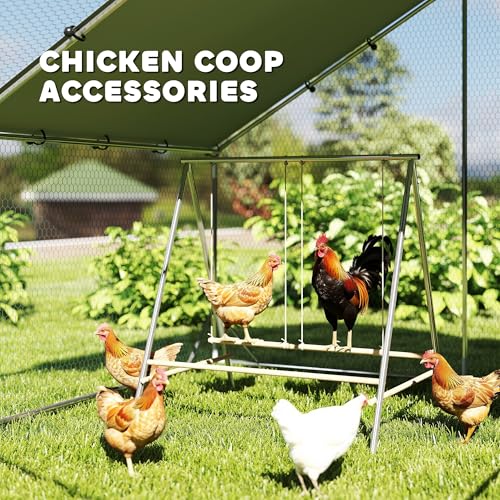PawHut Chicken Perch for Coop Chicken Roosting Bars with 2 Swings Silver | Adjustable Swings, Coop Accessories, Farm, Backyard