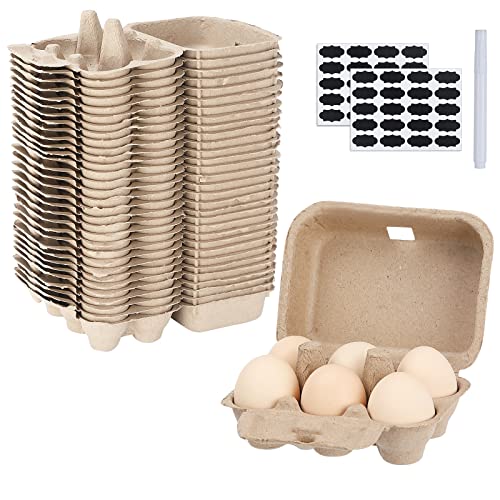 Paper Egg Cartons for Chicken Eggs, 36 Pieces Pulp Fiber Half Dozen Egg Cartons Bulk 6 Count Egg Storage Containers Holder for Family Farm Market Fridge Storing Chicken Eggs - size: 2x3 Style - 36Pack